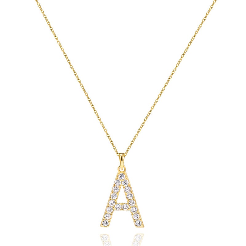 Tarsus A Initial Letter 14K Gold Plated Alphabet Pendant Necklace Monogram charm cubic zirconia Jewelry Gifts for Women Teen - Image 1